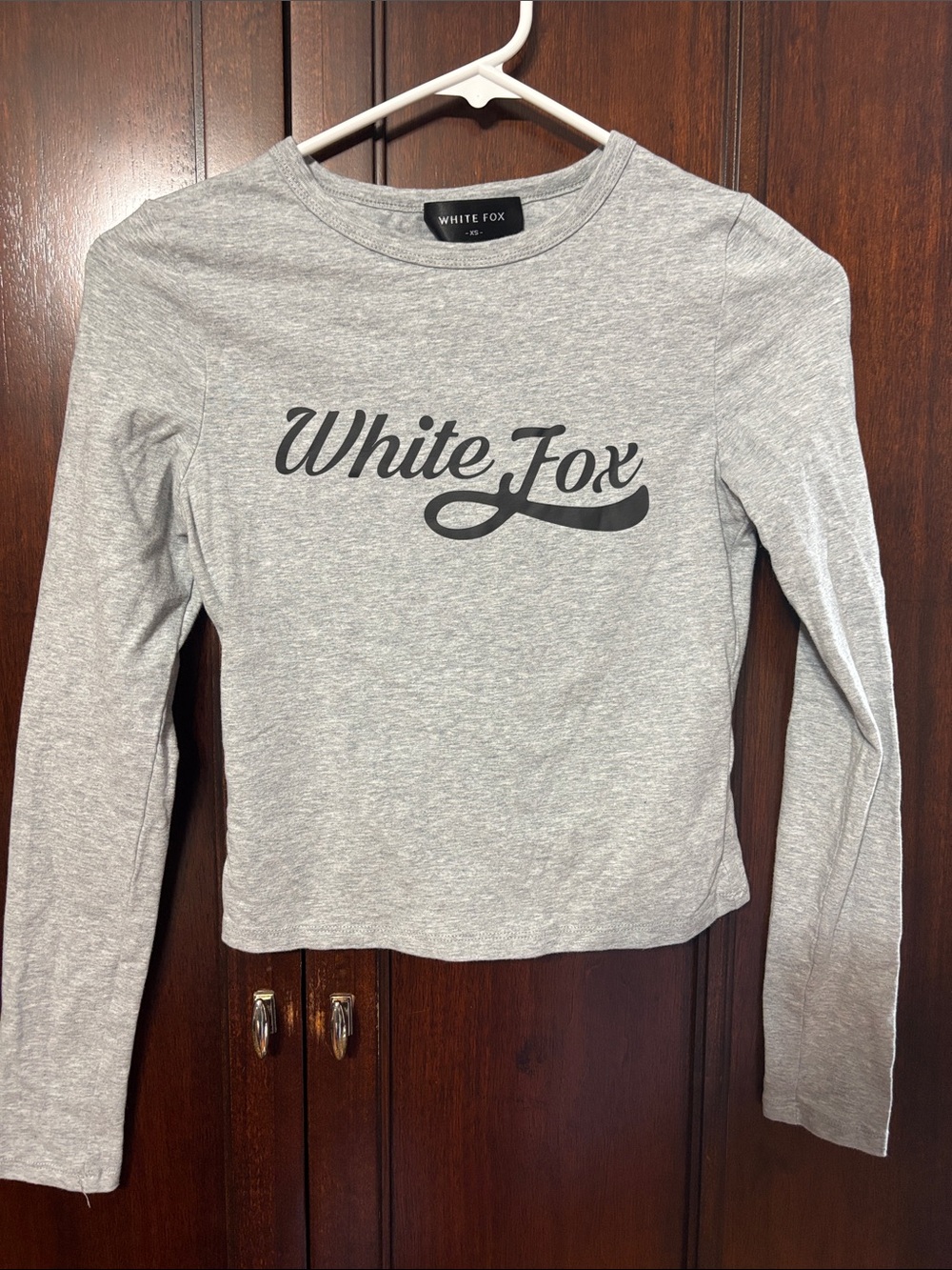 Women's Gray Long Sleeve White Fox Tee